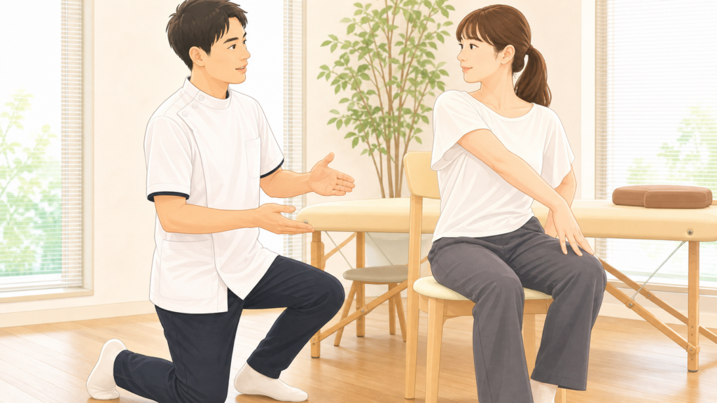 Illustration of rehabilitation guidance after a traffic accident